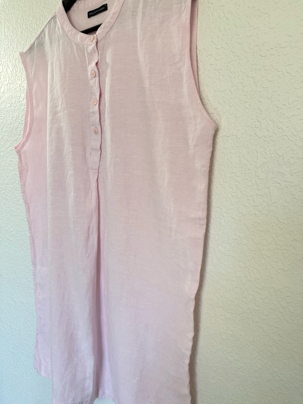 Saks Fifth Avenue Pink Linen Shift Dress | Resort Chic Summer | Size L - Picture 7 of 11